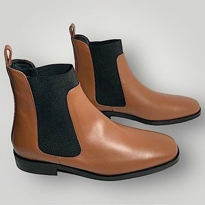 Everlane‎ The Italian Square Toe Chelsea Leather Booties Size 9 NEW Without Box